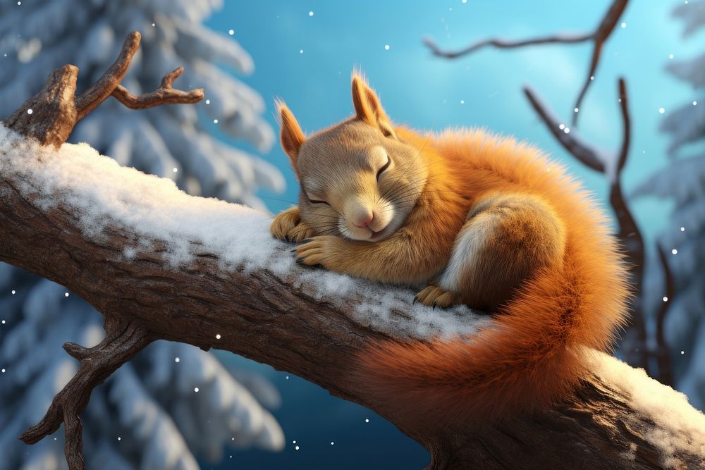 Squirrel sleeping animal mammal rodent. AI generated Image by rawpixel.