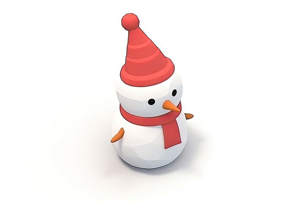 Isometric cute cartoon snowman christmas winter white. AI generated Image by rawpixel.