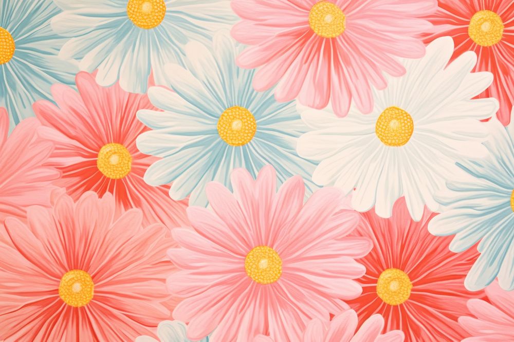 Daisies pattern art backgrounds wallpaper. AI generated Image by rawpixel.
