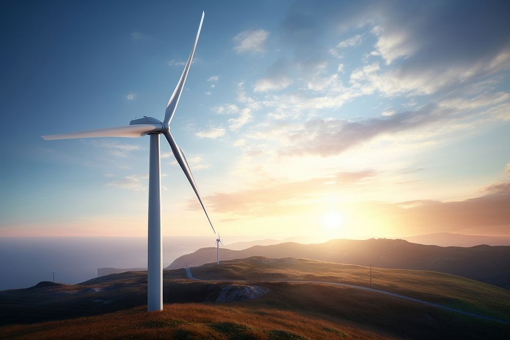 Turbine technology landscape windmill. AI generated Image by rawpixel.