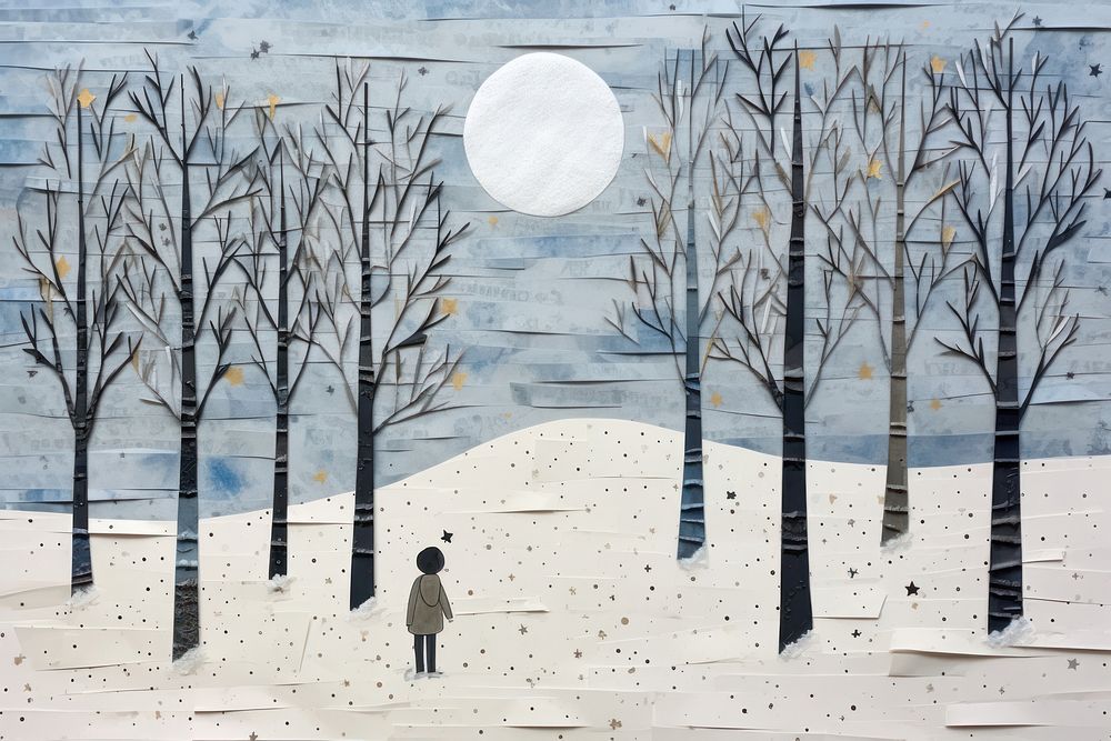 Winter outdoors painting art. AI generated Image by rawpixel.