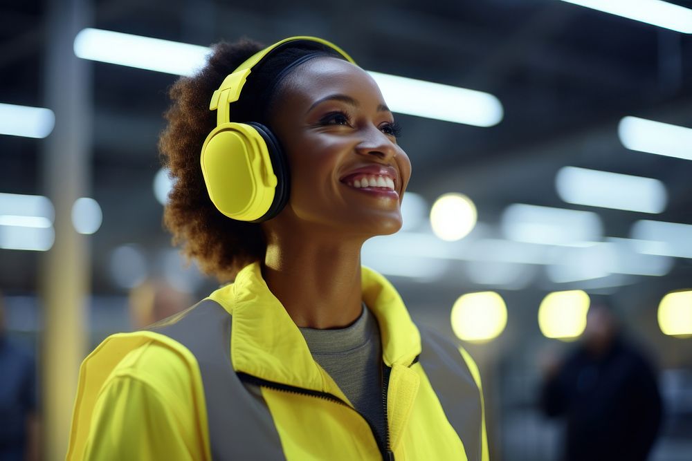Headphones headset yellow adult. AI generated Image by rawpixel.