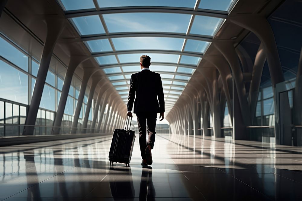 Luggage suitcase airport walking. AI generated Image by rawpixel.