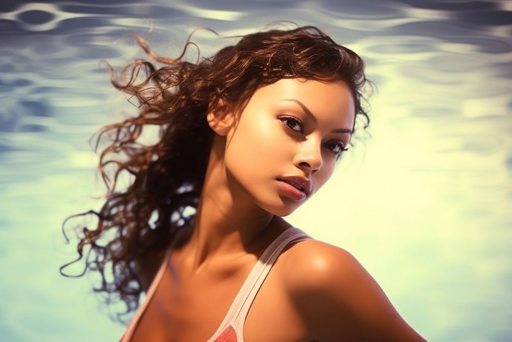 Latin woman portrait swimming adult. AI generated Image by rawpixel.