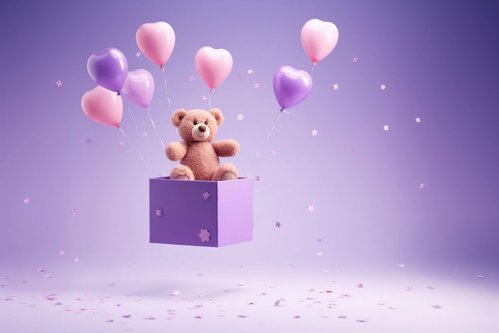 Kid gift box balloon purple toy. AI generated Image by rawpixel.