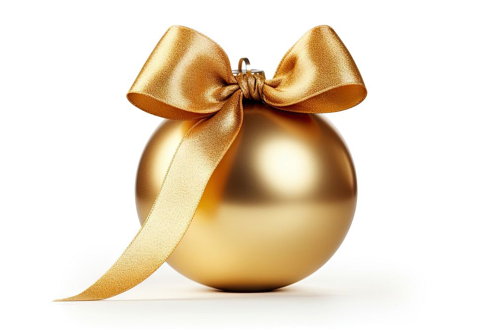 Gold Christmas ball christmas ribbon bow. AI generated Image by rawpixel.