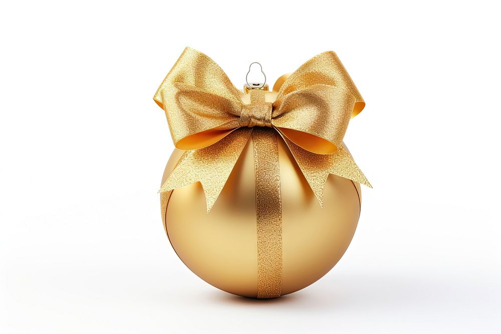 Gold Christmas ball christmas ribbon bow. AI generated Image by rawpixel.