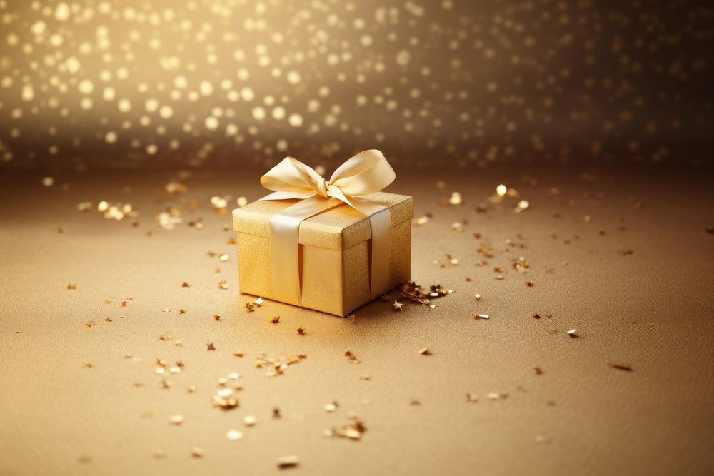 Gold Christmas gift christmas gold celebration. AI generated Image by rawpixel.