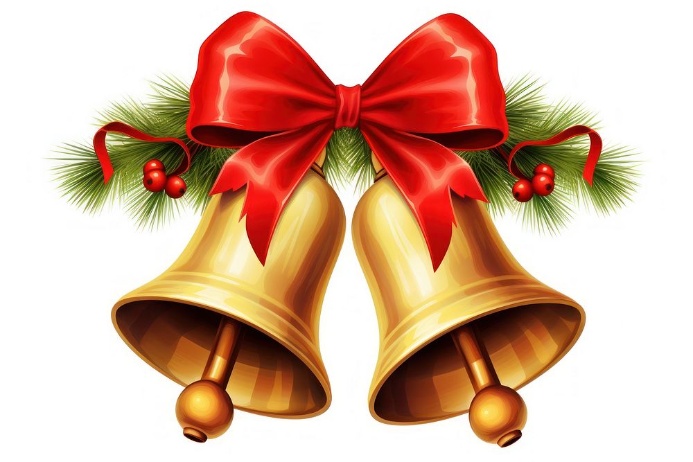 Christmas bells christmas bow red. AI generated Image by rawpixel.