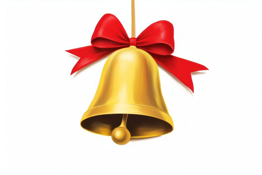 Christmas gold bell christmas bow red. AI generated Image by rawpixel.