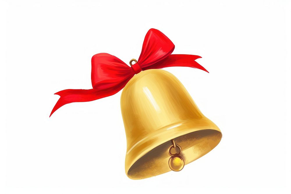 Christmas gold bell bow red white background. AI generated Image by rawpixel.