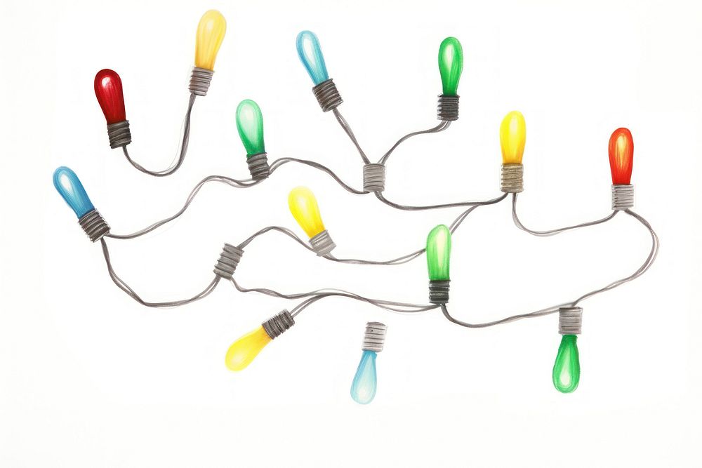 Christmas lights lightbulb white background electricity. AI generated Image by rawpixel.