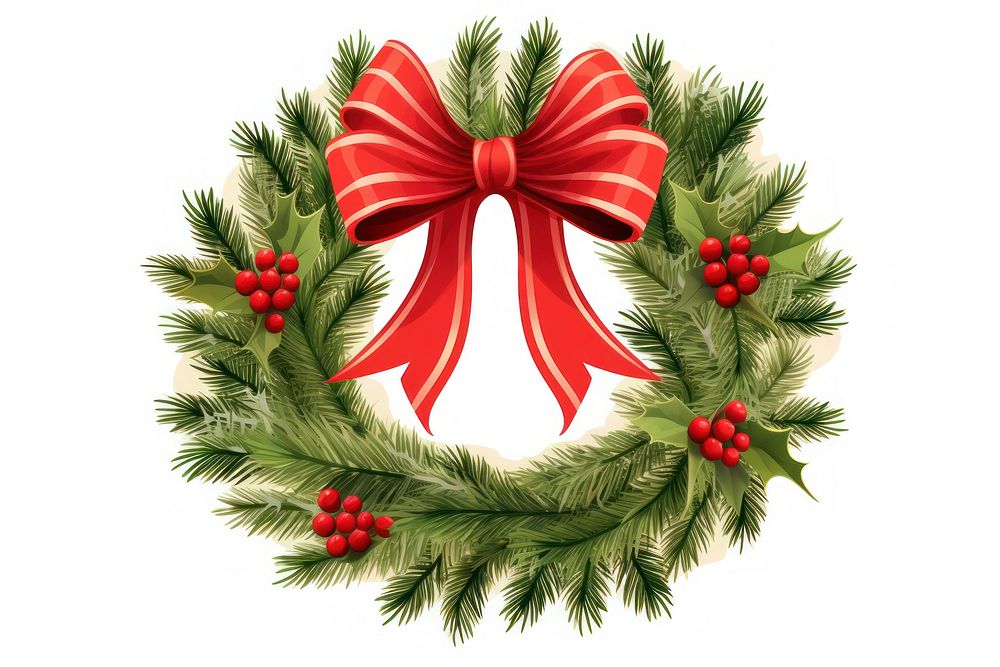 Christmas wreath christmas plant bow. AI generated Image by rawpixel.