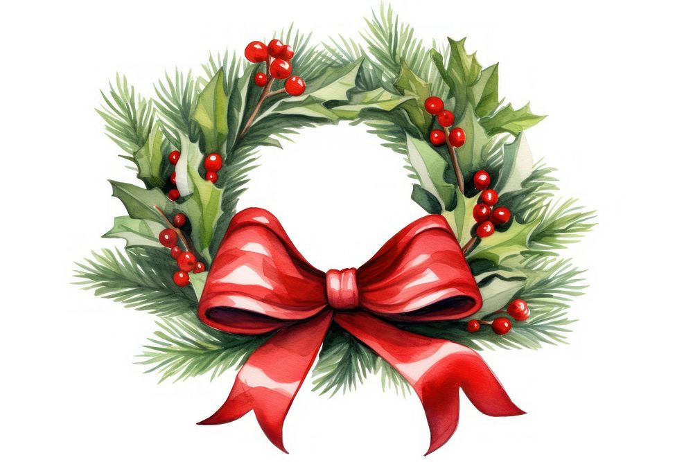 Christmas wreath christmas plant bow. AI generated Image by rawpixel.