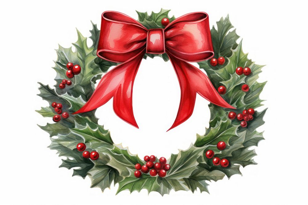 Christmas wreath christmas bow red. AI generated Image by rawpixel.