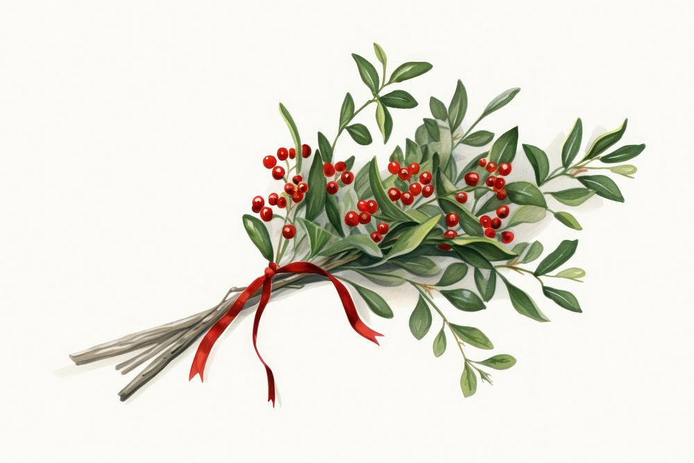 Mistletoe bouquet plant herbs leaf. AI generated Image by rawpixel.