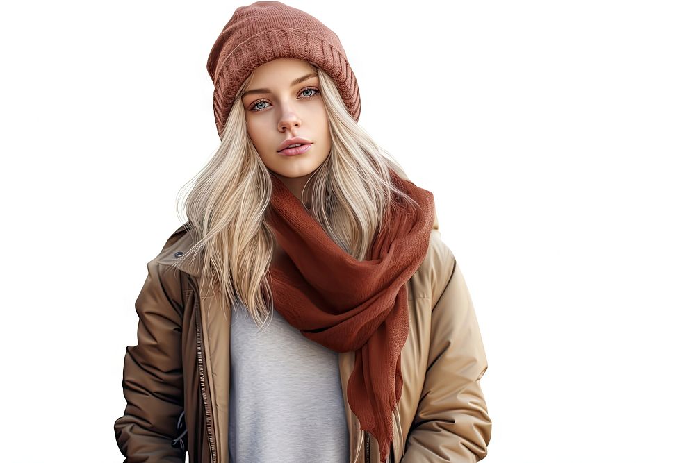Beanie winter scarf hairstyle. AI generated Image by rawpixel.