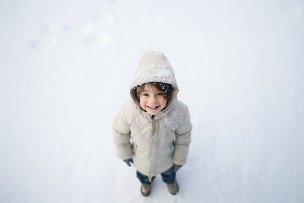 Snow winter kid standing portrait outdoors. AI generated Image by rawpixel.