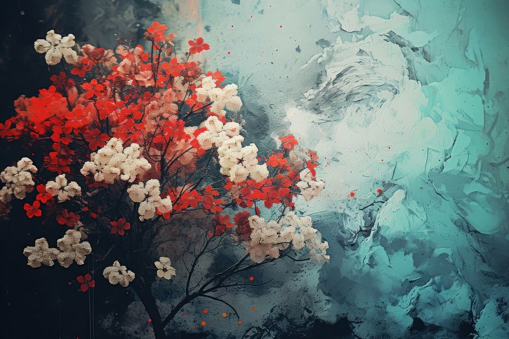 Christmas painting outdoors flower. AI generated Image by rawpixel.