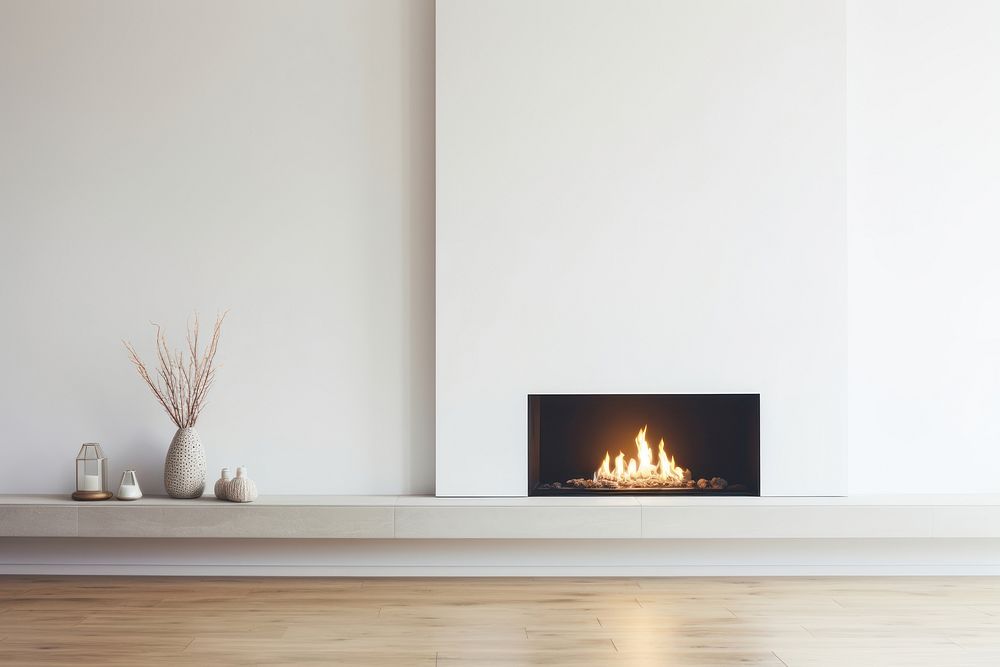 Modern fireplace background hearth room wall. AI generated Image by rawpixel.
