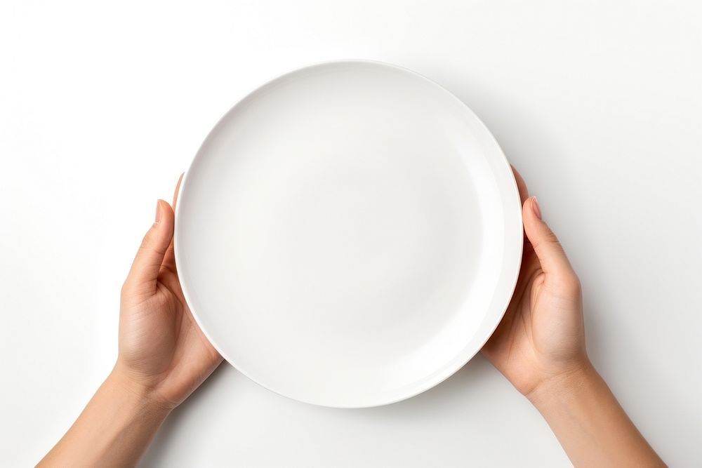 Hand holding plate food silverware tableware. AI generated Image by rawpixel.