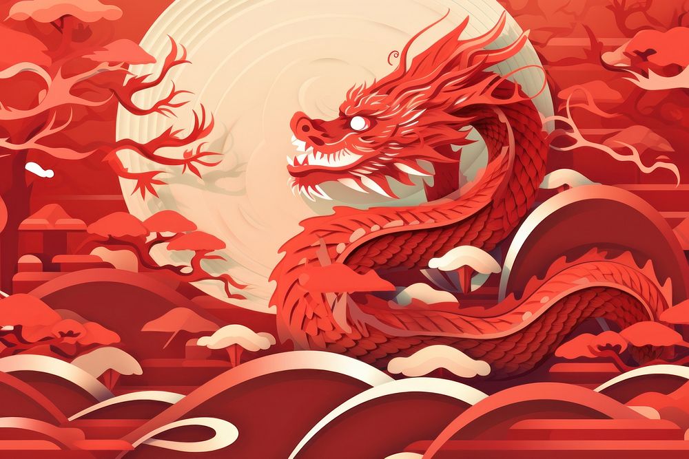 Chinese new year dragon red representation. AI generated Image by rawpixel.
