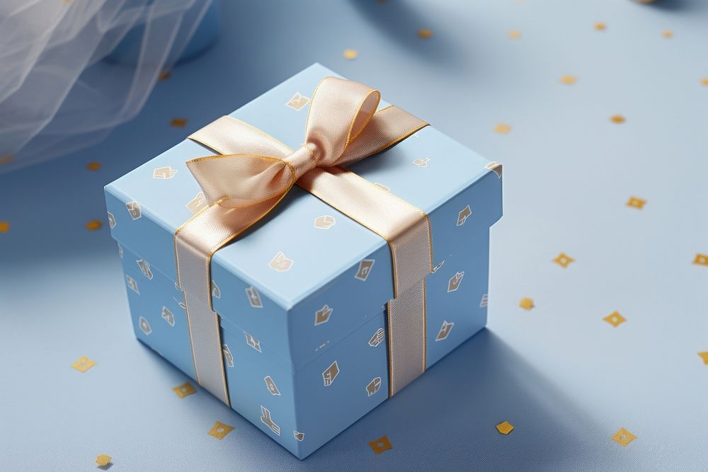 Kid gift box concept pattern blue celebration. AI generated Image by rawpixel.