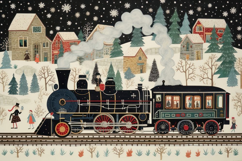 Christmas train christmas vehicle. AI generated Image by rawpixel.