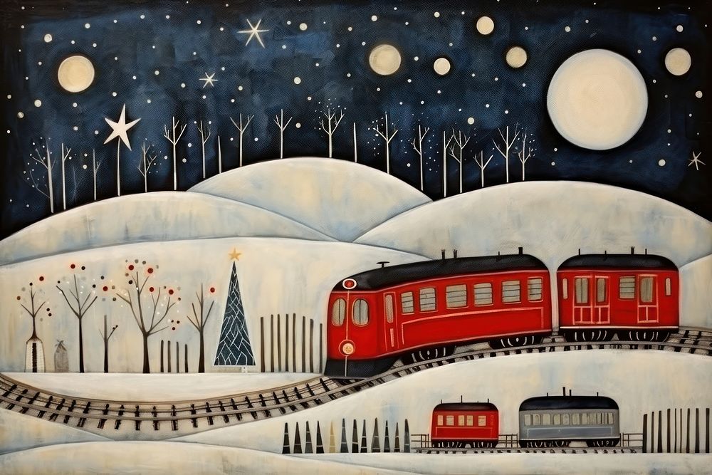 Christmas art painting vehicle. AI generated Image by rawpixel.