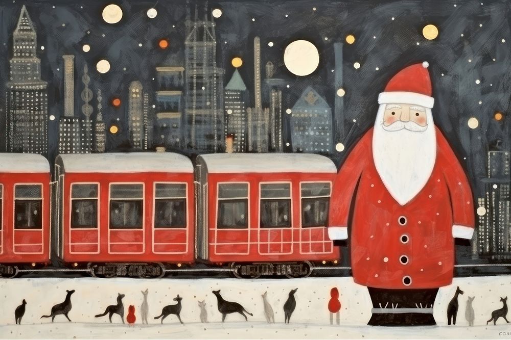 Christmas train art christmas. AI generated Image by rawpixel.