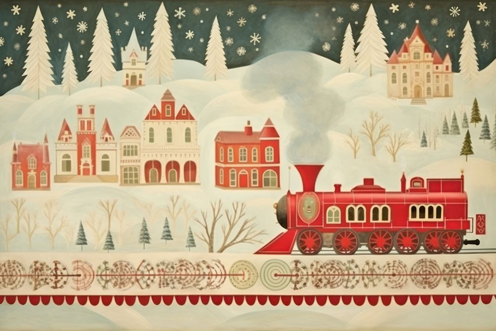 Christmas train art christmas. AI generated Image by rawpixel.