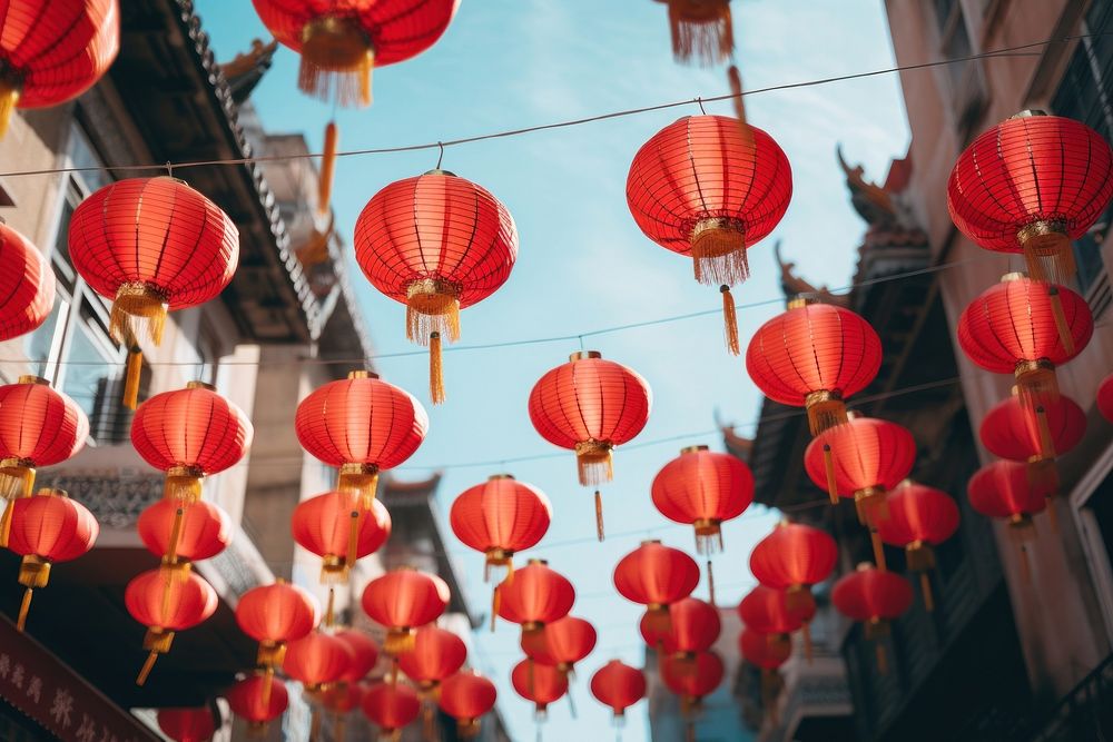 Chinese lanterns festival street day. AI generated Image by rawpixel.