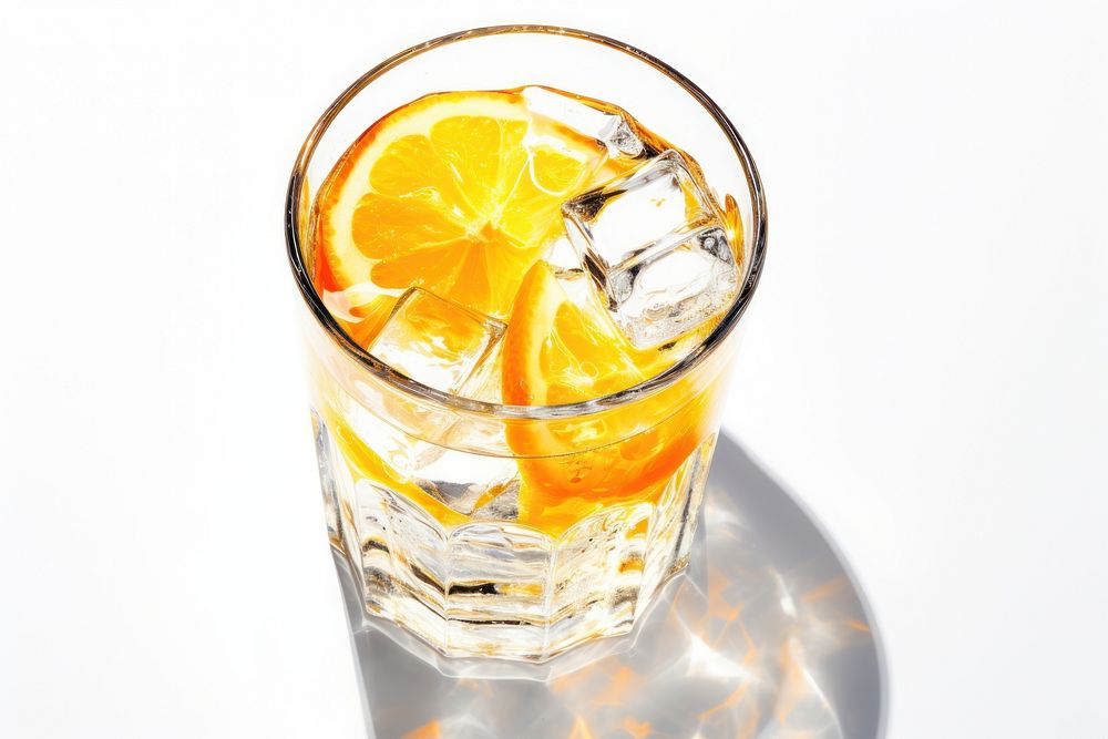 A summer drink glass cocktail fruit white background. AI generated Image by rawpixel.
