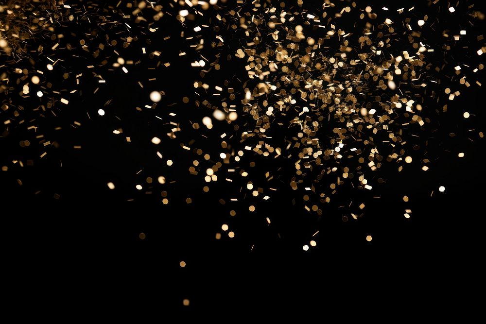 Golden confetti backgrounds glitter black. AI generated Image by rawpixel.