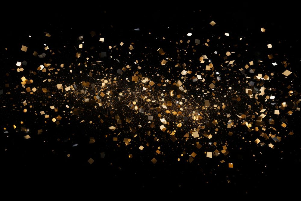 Golden confetti backgrounds glitter black. AI generated Image by rawpixel.