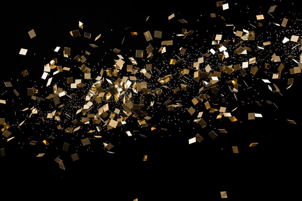 Golden confetti backgrounds black paper. AI generated Image by rawpixel.