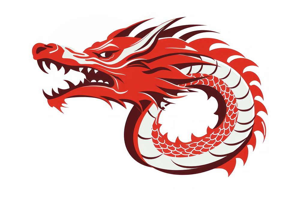 Dragon red white background creativity. AI generated Image by rawpixel.