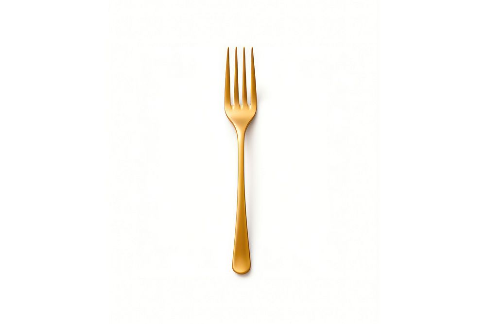 Golden fork white background silverware simplicity. AI generated Image by rawpixel.