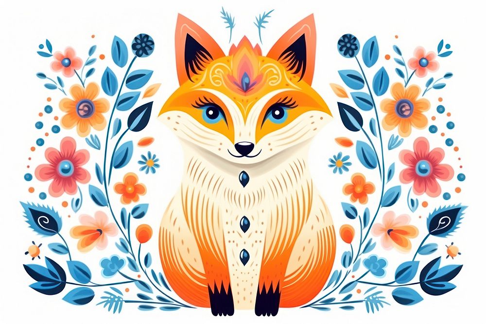 A fox art pattern mammal. AI generated Image by rawpixel.
