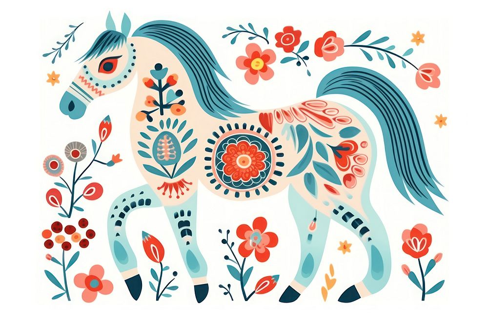 A horse pattern drawing animal. AI generated Image by rawpixel.