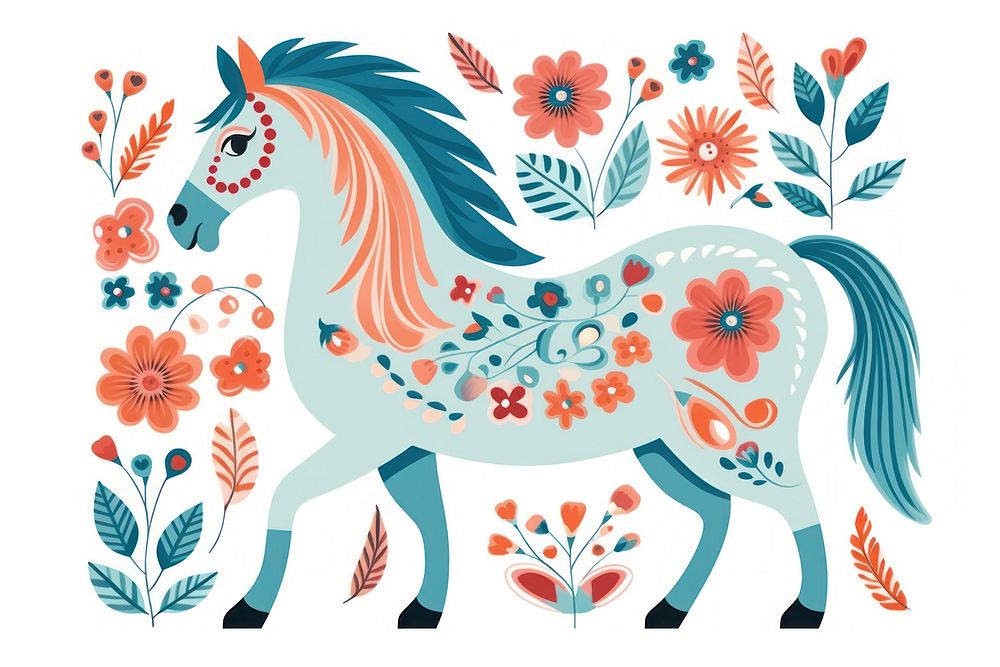 A horse art pattern drawing. AI generated Image by rawpixel.