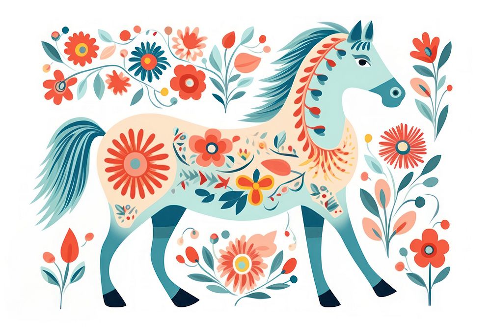 A horse art pattern drawing. AI generated Image by rawpixel.