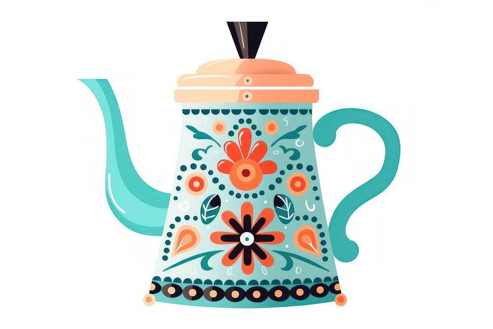 Moka pot teapot art white background. AI generated Image by rawpixel.