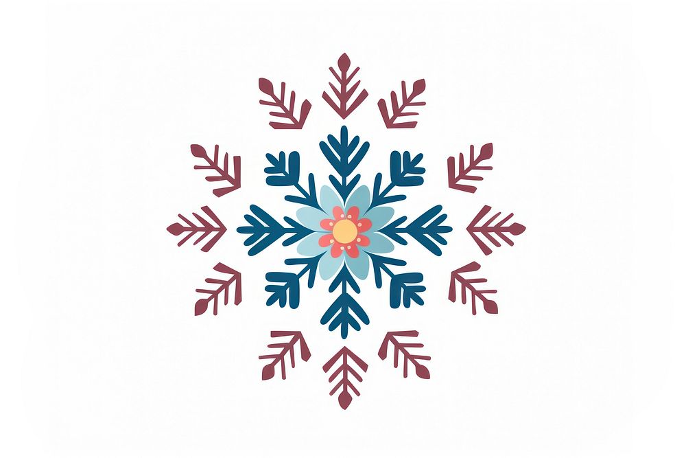 Minimal snowflake art pattern white background. AI generated Image by rawpixel.