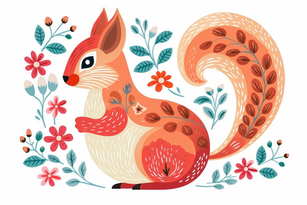 A squirrel pattern animal cute. AI generated Image by rawpixel.