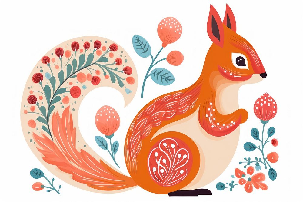 A squirrel pattern animal mammal. AI generated Image by rawpixel.