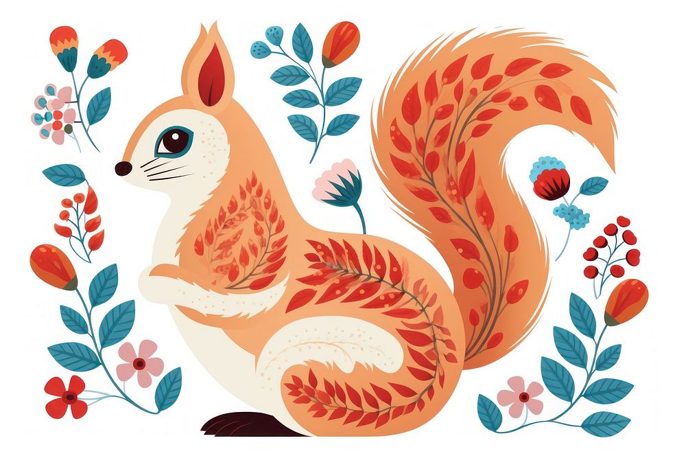 A squirrel pattern drawing animal. AI generated Image by rawpixel.