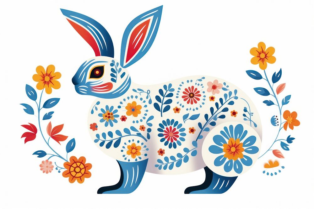 A rabbit art pattern animal. AI generated Image by rawpixel.