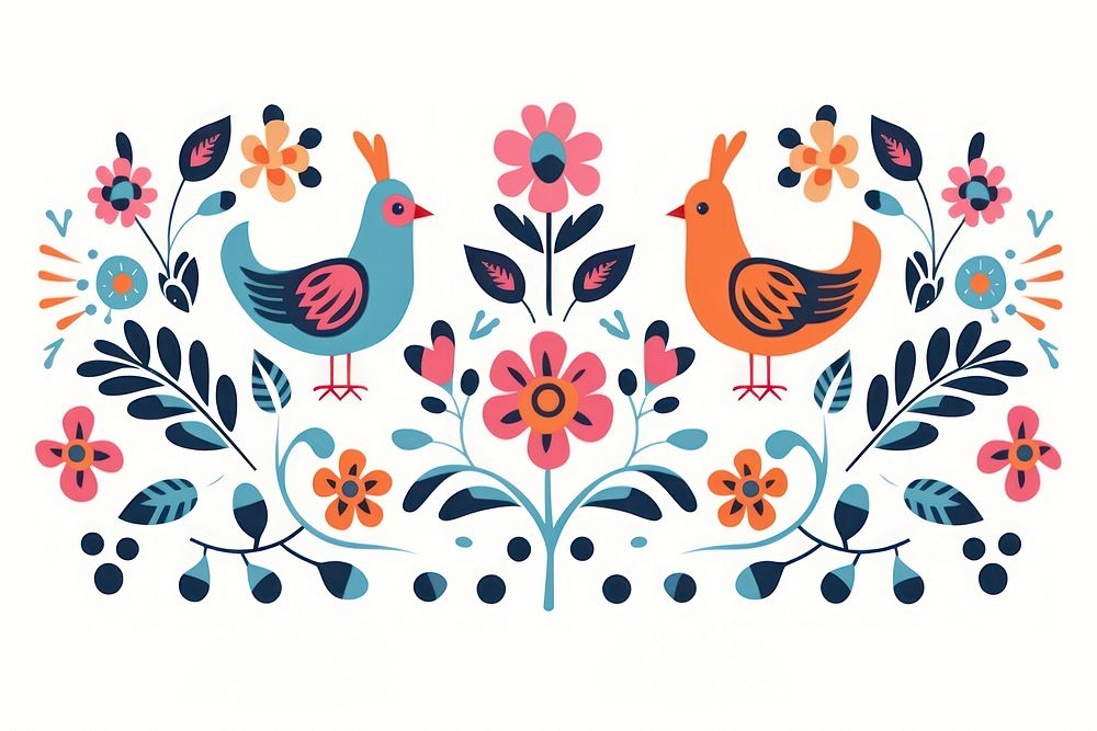 Border art pattern bird. 