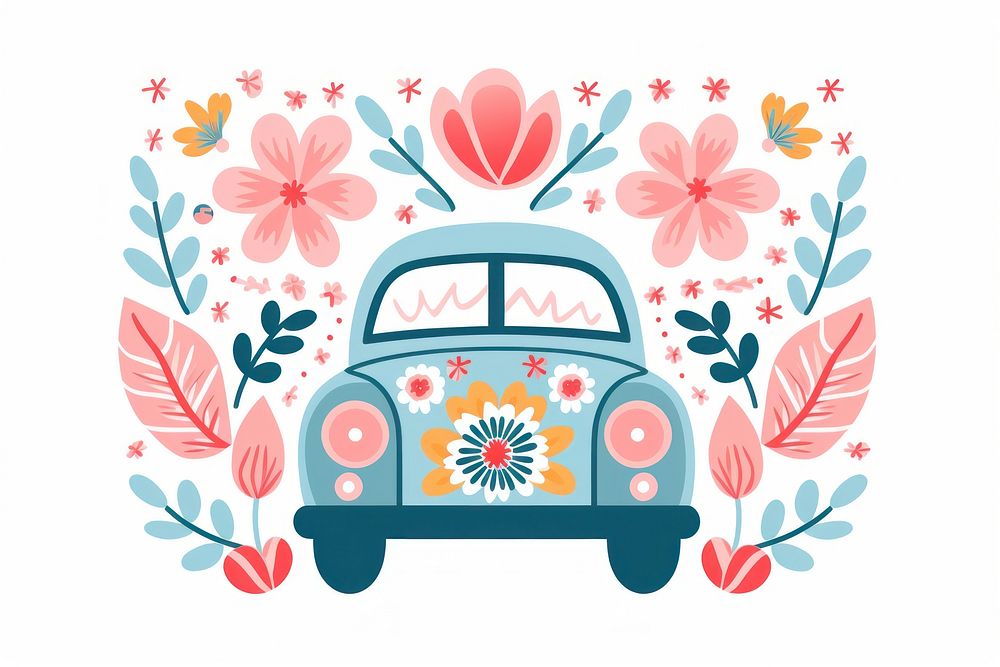 Car pattern flower plant. AI generated Image by rawpixel.